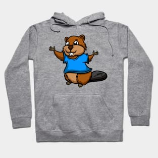 Cute Anthropomorphic Human-like Cartoon Character Beaver in Clothes Hoodie